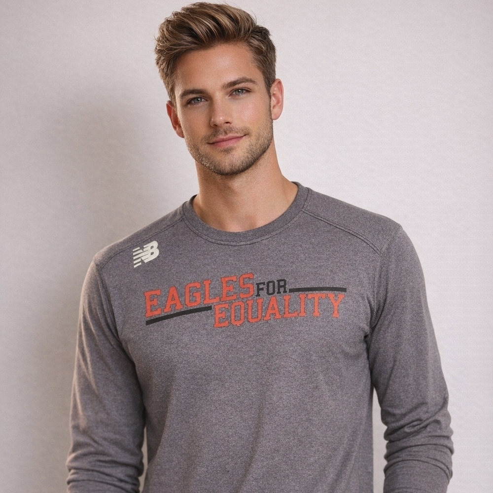 New Balance Men’s Large Gray Performance Long Sleeve Athletic Shirt Eagles